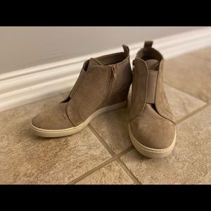 A New Day Tan Wedge Booties size 9